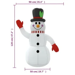 vidaXL - Sneeuwpop opblaasbaar met LED's 90x50x120 cm - Oxford stof