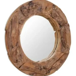 vidaXL - Spiegel - Bruin - Teakhout - 80 cm