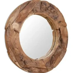 vidaXL - Spiegel - Bruin - Teakhout - 80 cm