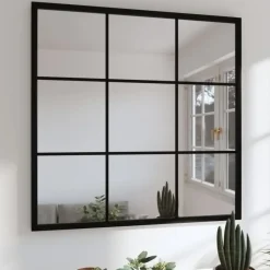 vidaXL - Spiegel - Zwart - Metaal - 60 x 60 cm