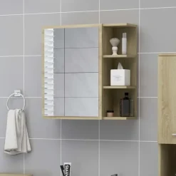 vidaXL - Spiegelkast - Bruin - Bewerkt hout