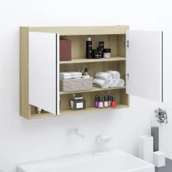 vidaXL - Spiegelkast - Wit - MDF