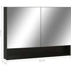 vidaXL - Spiegelkast - Zwart - MDF