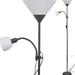 vidaXL - Staande Lamp - Zwart - Staal