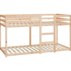 vidaXL - Stapelbed met zijladder - Naturel - Massief grenenhout - 90x200 cm
