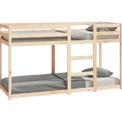 vidaXL - Stapelbed met zijladder - Naturel - Massief grenenhout - 75x190 cm