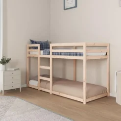 vidaXL - Stapelbed met zijladder - Naturel - Massief grenenhout - 75x190 cm