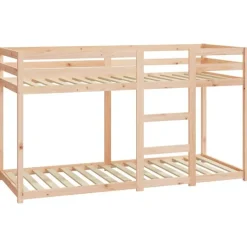 vidaXL - Stapelbed met zijladder - Naturel - Massief grenenhout - 75x190 cm