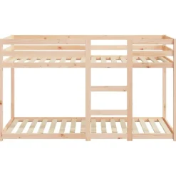 vidaXL - Stapelbed met zijladder - Naturel - Massief grenenhout - 75x190 cm