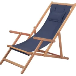 vidaXL - Strandstoel - Blauw - Stof