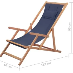 vidaXL - Strandstoel - Blauw - Stof