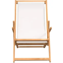 vidaXL - Strandstoel - Crème - Teakhout - Inklapbaar