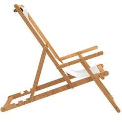 vidaXL - Strandstoel - Crème - Teakhout - Inklapbaar