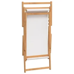 vidaXL - Strandstoel - Crème - Teakhout - Inklapbaar