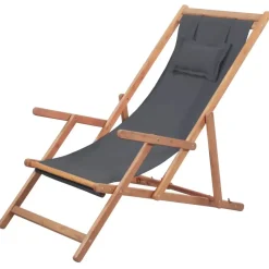 vidaXL - Strandstoel - Grijs - Stof