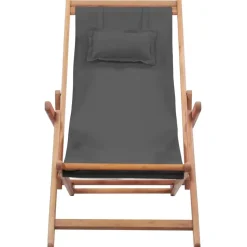 vidaXL - Strandstoel - Grijs - Stof