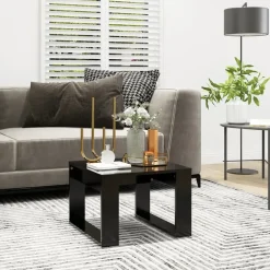 vidaXL - Tafel - Zwart - Bewerkt hout - 50 x 50 cm