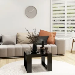 vidaXL - Tafel - Zwart - Bewerkt hout - 50 x 50 cm