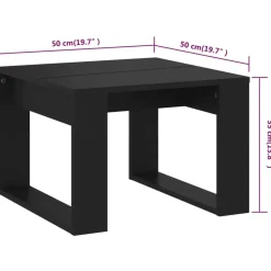 vidaXL - Tafel - Zwart - Bewerkt hout - 50 x 50 cm