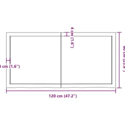 vidaXL - Tafelblad - Bruin - Hout - 120 x 60 x 4 cm