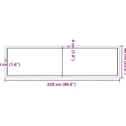 vidaXL - Tafelblad - Bruin - Hout - 220 x 60 x 4 cm