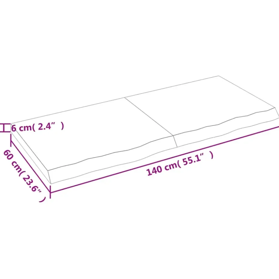 vidaXL - Tafelblad - Bruin - Hout - 140 x 60 x 6 cm