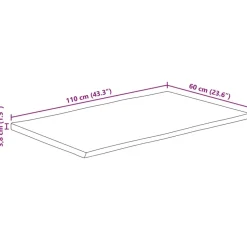 vidaXL - Tafelblad met natuurlijke rand - Bruin - Hout - 110 x 60 x 3.8 cm