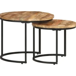 vidaXL - Tafeltje - Bruin - Hout - Ø 40 x 34 cm - 2 stuks