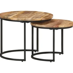 vidaXL - Tafeltje - Bruin - Hout - Ø 40 x 34 cm - 2 stuks