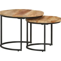 vidaXL - Tafeltje - Bruin - Hout - Ø 40 x 34 cm - 2 stuks