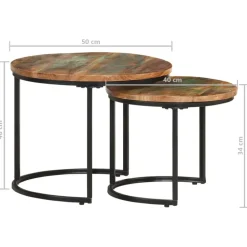 vidaXL - Tafeltje - Bruin - Gerecycled hout - Ø 40 x 34 cm - 2 stuks