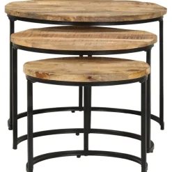 vidaXL - Tafeltje - Bruin - Hout - Ø 40 x 34 cm - 3 stuks