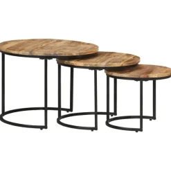 vidaXL - Tafeltje - Bruin - Hout - Ø 40 x 34 cm - 3 stuks