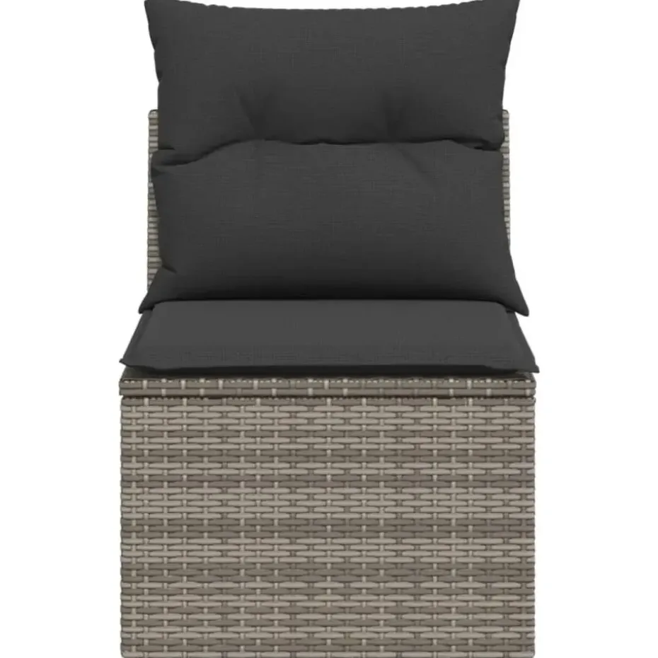 vidaXL - Tuinbank zonder armleuning - Grijs - Poly rattan - Met kussens