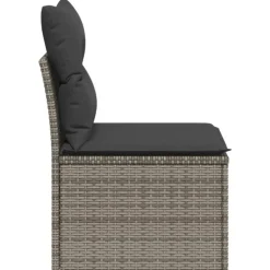 vidaXL - Tuinbank zonder armleuning - Grijs - Poly rattan - Met kussens