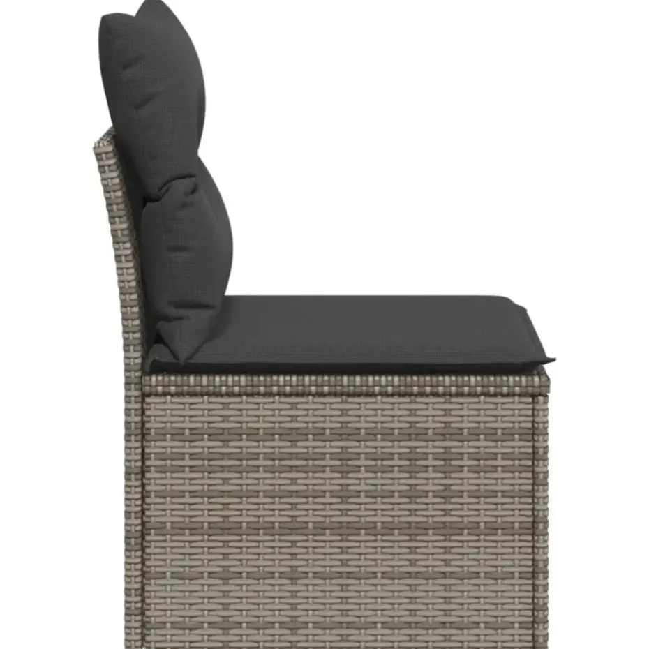 vidaXL - Tuinbank zonder armleuning - Grijs - Poly rattan - Met kussens