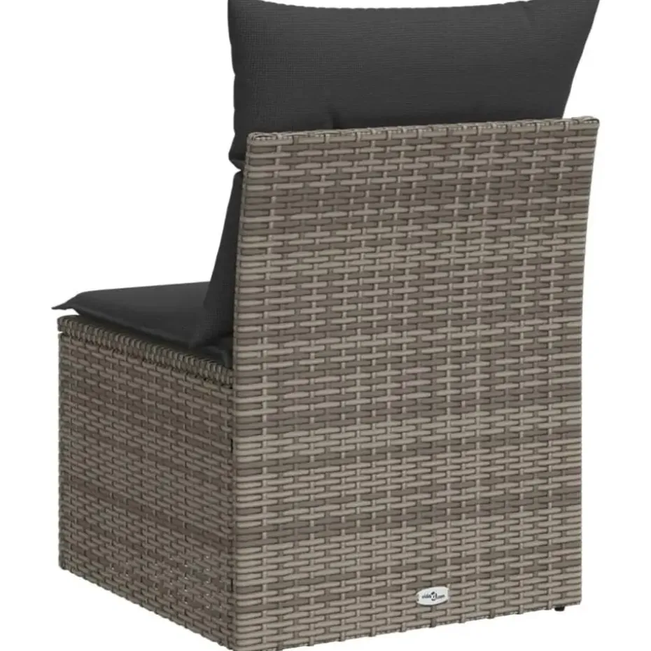 vidaXL - Tuinbank zonder armleuning - Grijs - Poly rattan - Met kussens