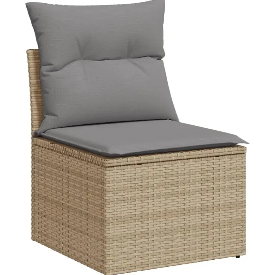 vidaXL - Tuinbank zonder armleuning - Beige - Poly rattan - Met kussens