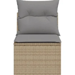vidaXL - Tuinbank zonder armleuning - Beige - Poly rattan - Met kussens