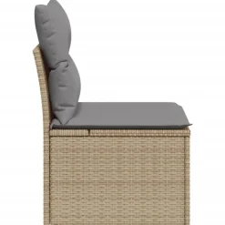 vidaXL - Tuinbank zonder armleuning - Beige - Poly rattan - Met kussens