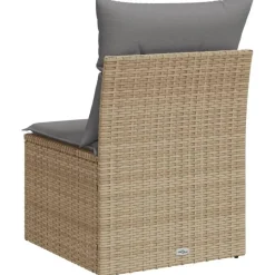 vidaXL - Tuinbank zonder armleuning - Beige - Poly rattan - Met kussens