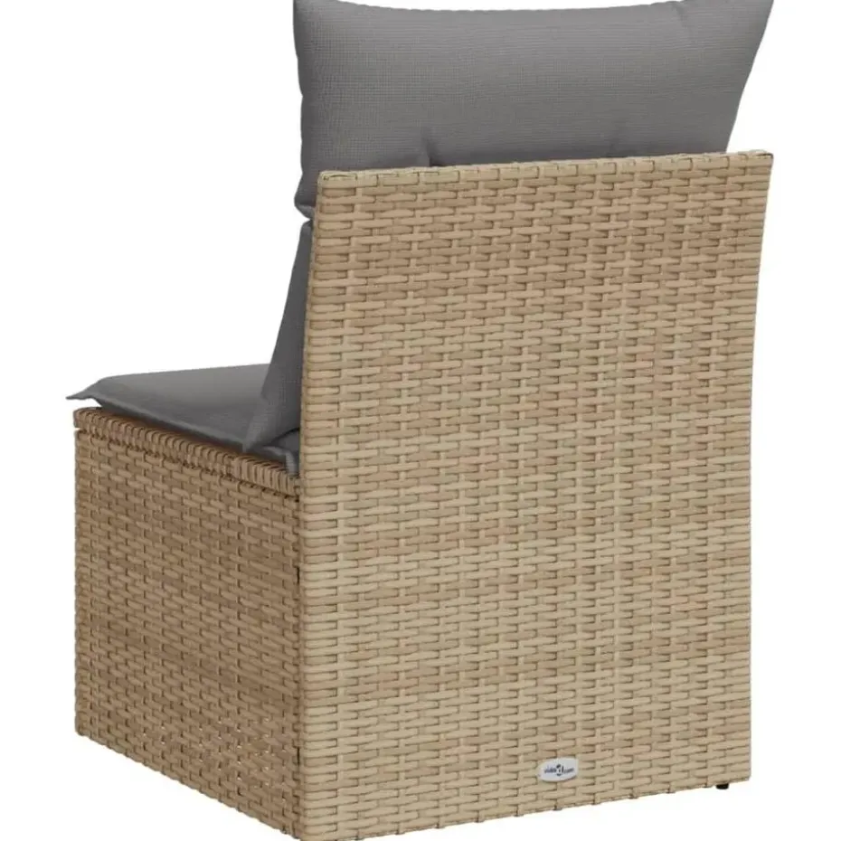 vidaXL - Tuinbank zonder armleuning - Beige - Poly rattan - Met kussens