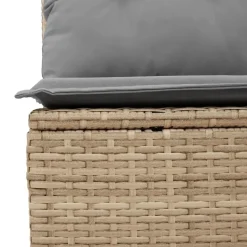 vidaXL - Tuinbank zonder armleuning - Beige - Poly rattan - Met kussens