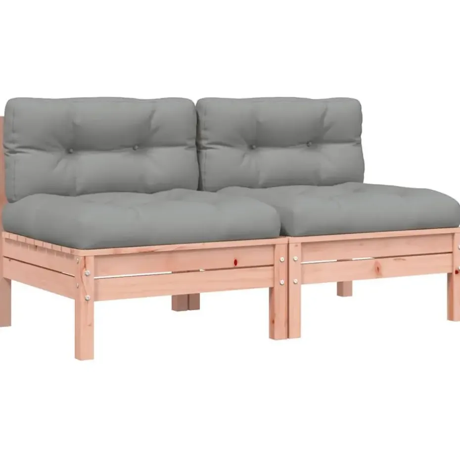 vidaXL - Tuinbanken zonder armleuningen - Bruin - Hout - 2 stuks - Met kussens