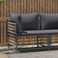 vidaXL - Tuinhoekbank - Antraciet - Poly rattan - Met kussens