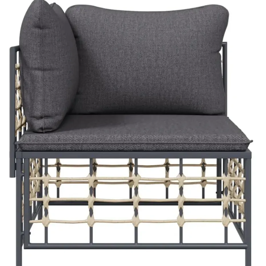 vidaXL - Tuinhoekbank - Antraciet - Poly rattan - Met kussens