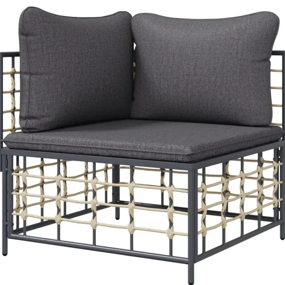 vidaXL - Tuinhoekbank - Antraciet - Poly rattan - Met kussens