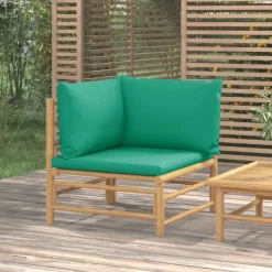 vidaXL - Tuinhoekbank - Groen - Bamboe - Met kussens