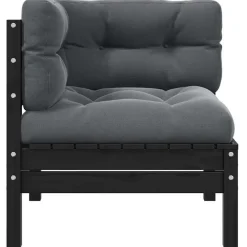 vidaXL - Tuinhoekbank - Zwart - Grenenhout - Met kussens