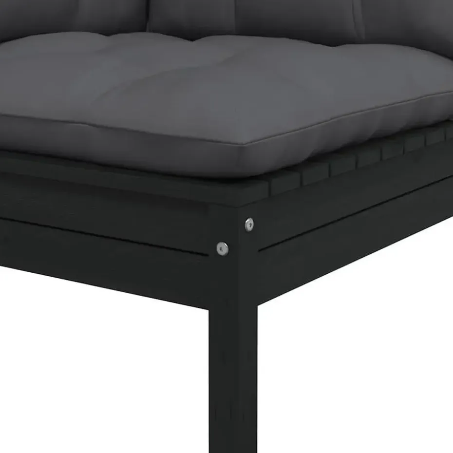 vidaXL - Tuinhoekbank - Zwart - Grenenhout - Met kussens